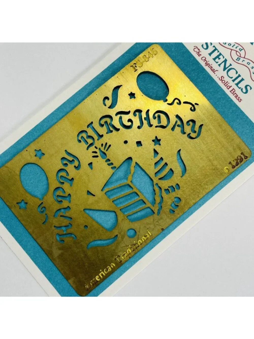 Solid Brass Template Stencil  American Traditional Happy Birthday US Vintage